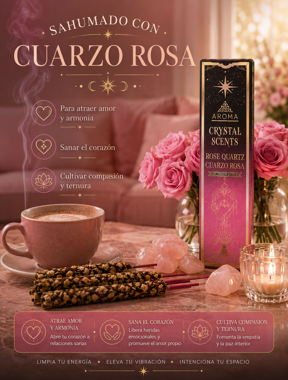 Incienso Cuarzo Rosa: Kit de sahumado